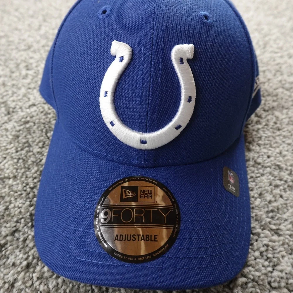 NEW Indianapolis Colts‎ Hat Cap Strap Back Blue Logo NFL Football New Era Mens